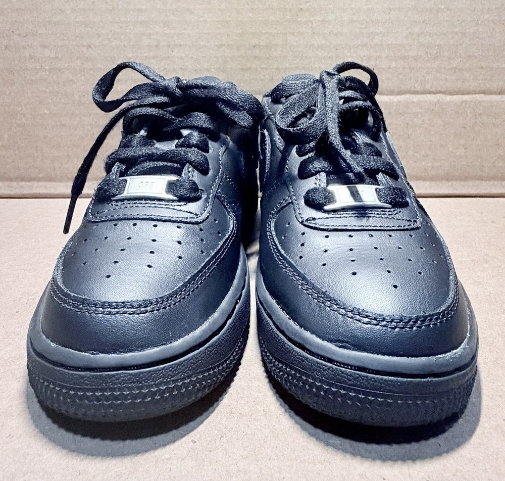Nike Air Force 1 Low Top Leather Sneaker Black Unisex Kids 2Y FV5951-001