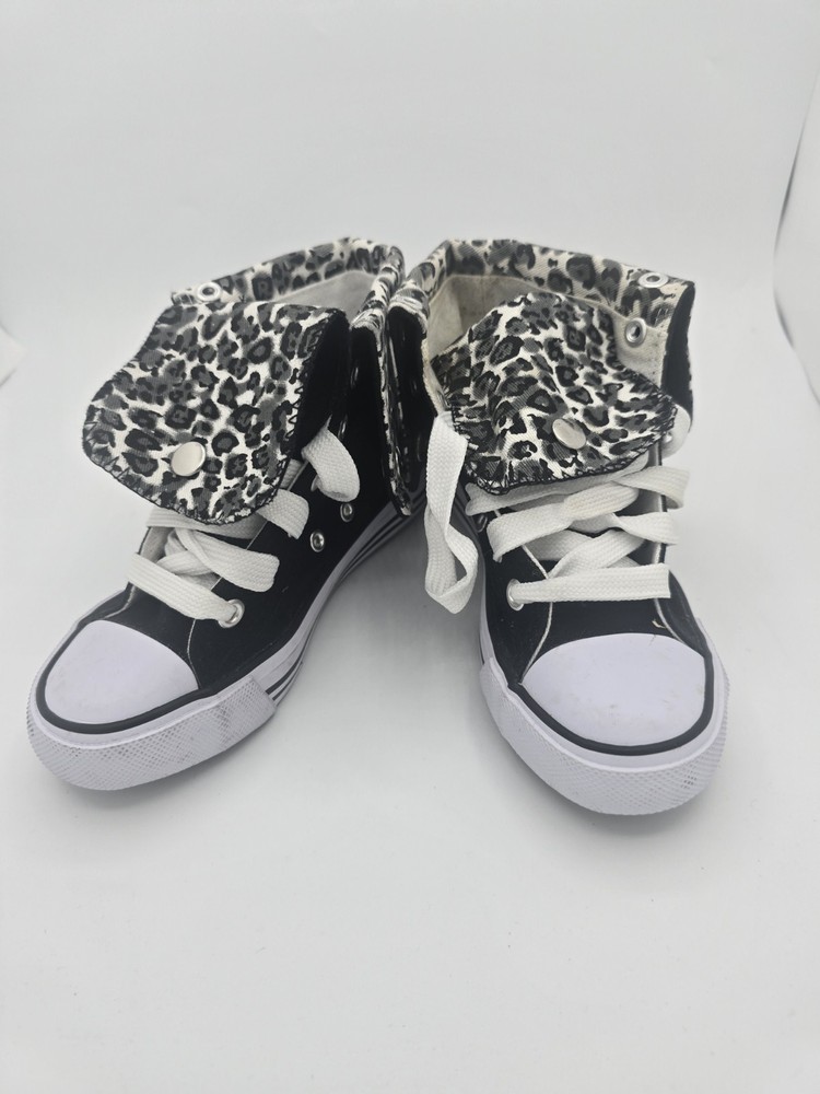 Collection’O Kids Lace Up Fashion Sneaker White, Grey, Black, Leopard Size 11