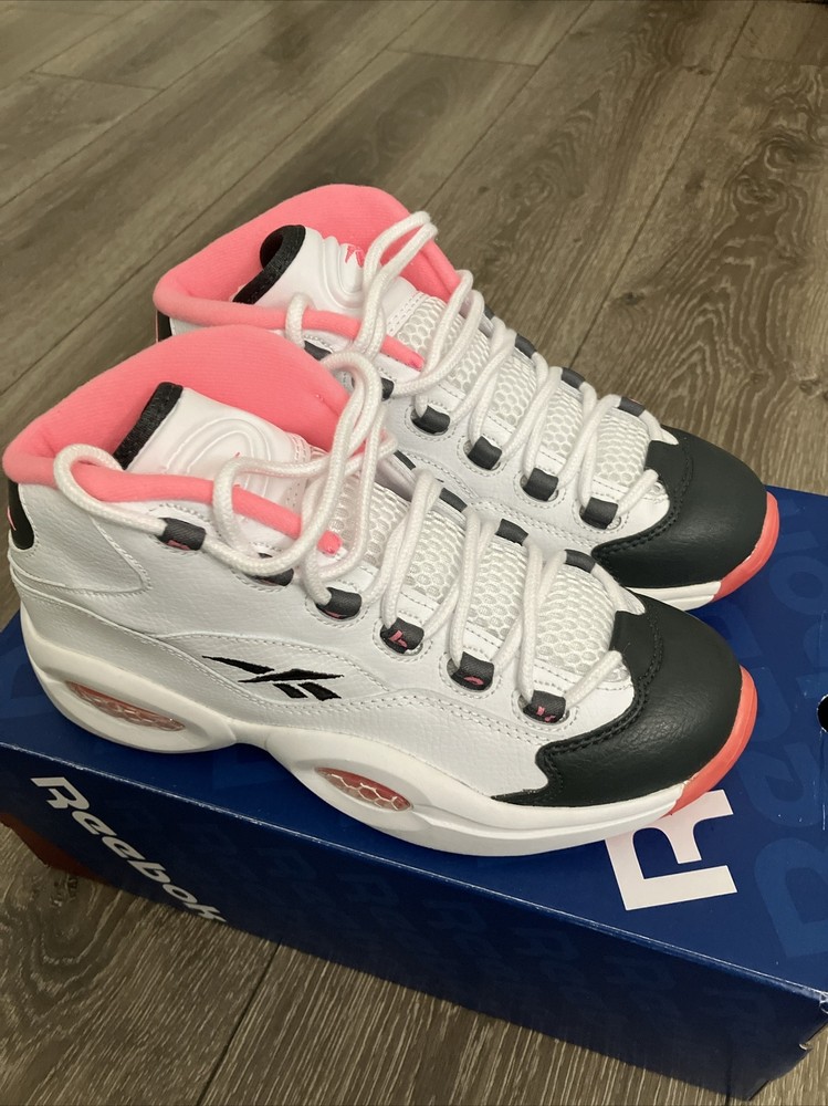 Reebok Question Mid Blue Toe White Pink GS 5.5 Womens US 7 New In Box V51956