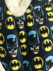 Batman DC Fuzzy Babba Slipper Socks Size 13-4 M/L Blue Yellow Black