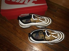 Nike Air Max 97 QS GS Metallic Gold Varsity Red 7Y Synthetic Mesh Sneaker