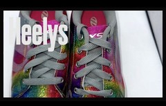 Heelys Sneakers Girls 7 Rainbow Glitter Star Print Skater Lace Up Colorful