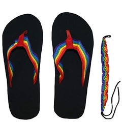 BAKK Enterprises Youth Rainbow Flip Flops/Sandals and Friendship Bracelet – NWT