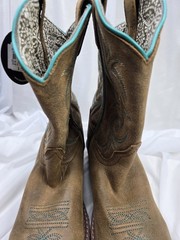 Dan Post Brown Turquoise Western Embroidered Leather Boots Unisex .