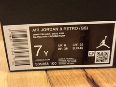 Nike Air Jordan 8 Retro GS Bugs Bunny White Black True Red 305368 100 Size 7Y
