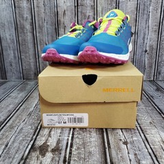 Merrell Youth Moab Flight Low Hiking Sneakers Blue Yellow Purple MK167107 Size 7