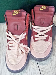 👟 Nike Dunk High GS 6Y Deep Burgundy Gold Pink 316604-671 2008 Shoes Sneaker👟