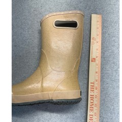 Bogs K Rainey Glitter Rain Boots Kids Size 4 Tan Gold Waterproof Pull On Handles