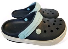 Crocs Kids Crocband II Clog Toddler Size J-1 Navy Blue w/ Light Ice Blue Straps