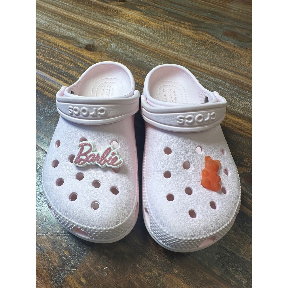 Crocs Kids Classic Clogs Pastel Pink Barbie Gummy Bear Jibbitz Charm Child C13