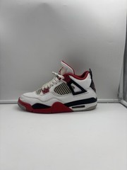 ! Left shoe only ! Air Jordan 4 Retro Fire Red Shoes Unisex Kids Size 7Y White
