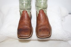 Twisted X YCW0002 Square Toe Red Brown Leather Kids Boots Size 2 M