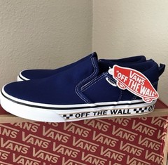 Vans Asher OTW Sidewall Blue Canvas Slip-On Shoes Youth Size 6 NIB