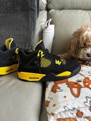 Jordan Air Jordan 4 Retro Thunder Black Yellow Sneaker US 7Y UK 6 EU 40