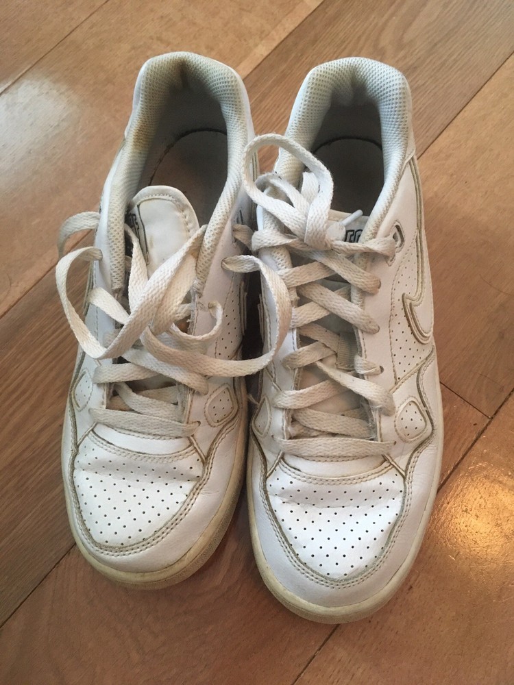 NIKE SON OF FORCE Size 6Y 615153-109 All WHITE SHOE Air Force Ones Read Stained