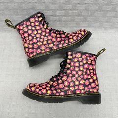 Dr. Martens 1460 J Boots Teens Size 3 Black Pink Leopard Ankle Combat 1460J