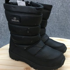 Magellan Outdoors Winter Snow Boots Youth 3 Black Faux Leather Zip NO INSOLES