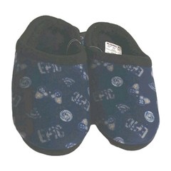 NEW Cuddl Duds Printed „Gaming“ Fleece Slippers Navy Size US 5-6 Boy Large Clog