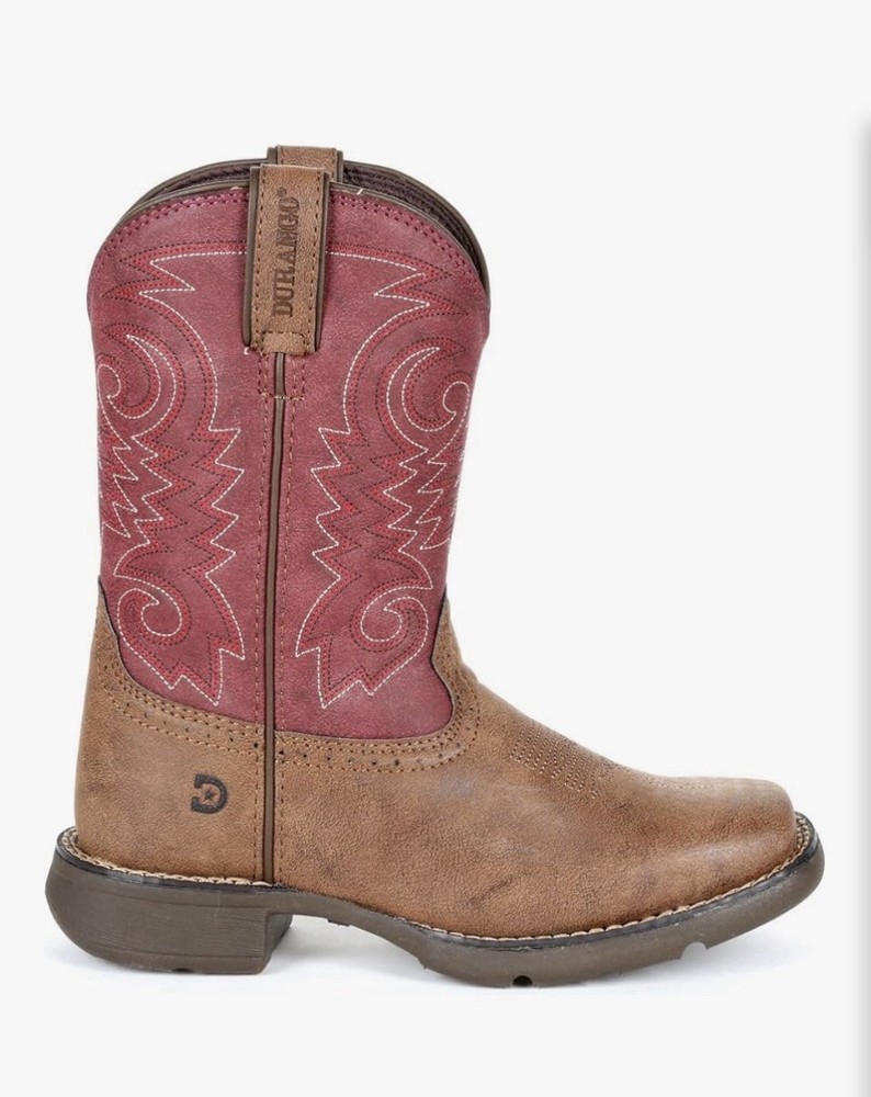 Durango DBT0222TS Kids Western Boots Briar Brown Brick Red Leather US 12M