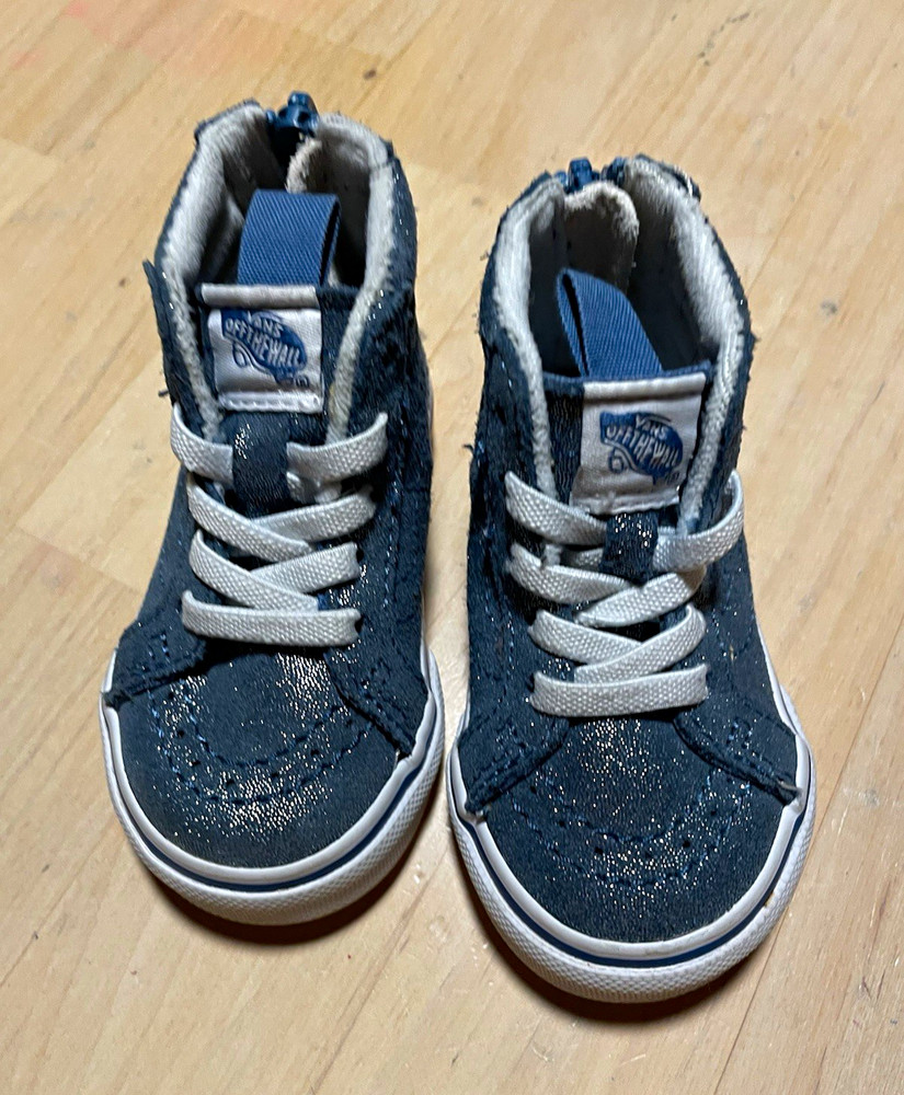 VANS Sk8-Hi Harry Potter High Top Glitter Zip Sneaker Blue/Silver US 4.5