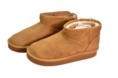 Childrens Place Shearling Style Boots Kids Size 6 Tan Faux Fur Lined Ankle Suede
