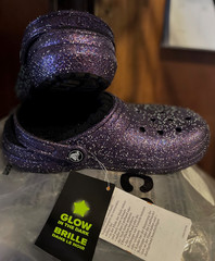 Crocs Classic Clog Space Glitter Lined ✨ 210764-0C4 GLOW IN DARK ✨Kids J2