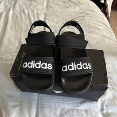adidas Adilette Sandal K Slide Hook & Loop Adjustable Strap Black/White 13K