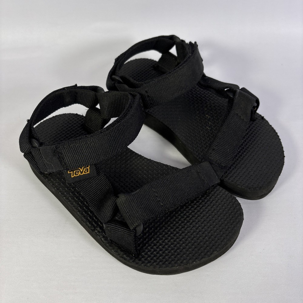Teva Original Universal Kids Size 10 Black Hook And Loop Sandals