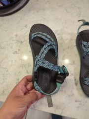 Chaco’s Kids 2 ZX1 Ecotread Sports Sandals Black and Mint Green/Teal Sz 3