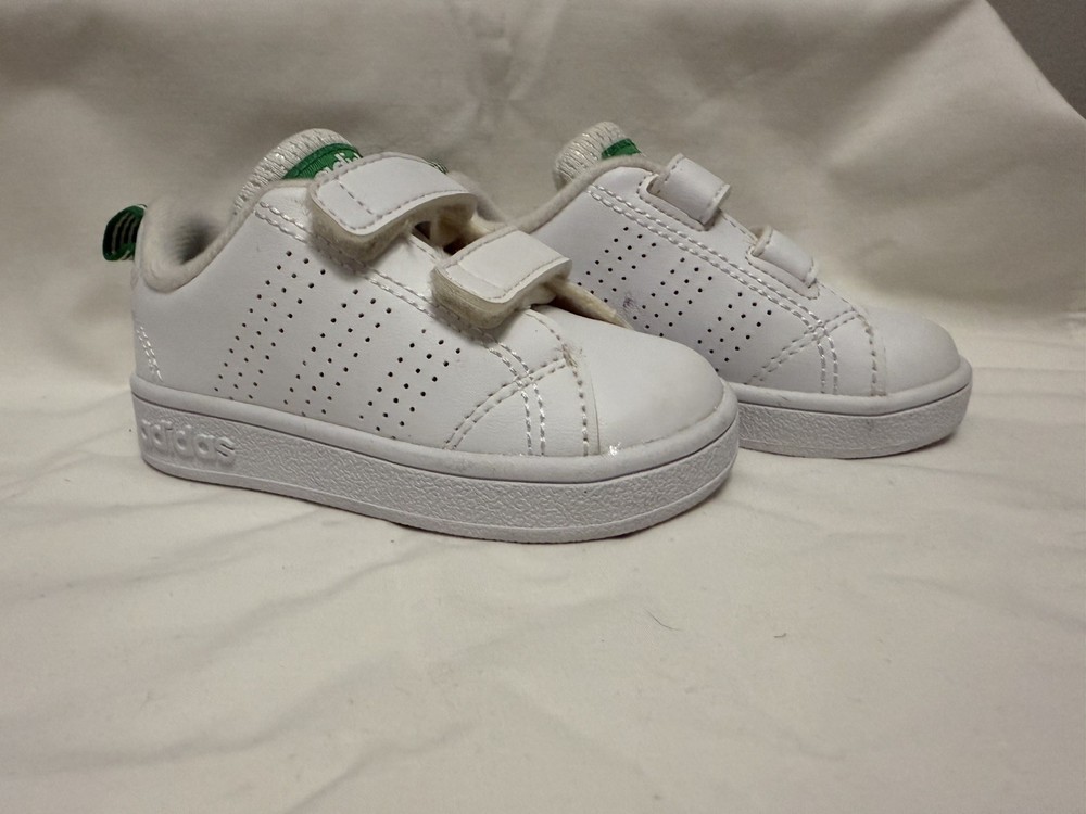 Adidas Baby sz 4 or 4k Stan Smith Comfort Closure Shoes 2 Strap Green White