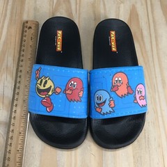 Pac Man Sandals Junior 2-3 Slide Multicolor Ghost Print Comfort Open Toe Flats