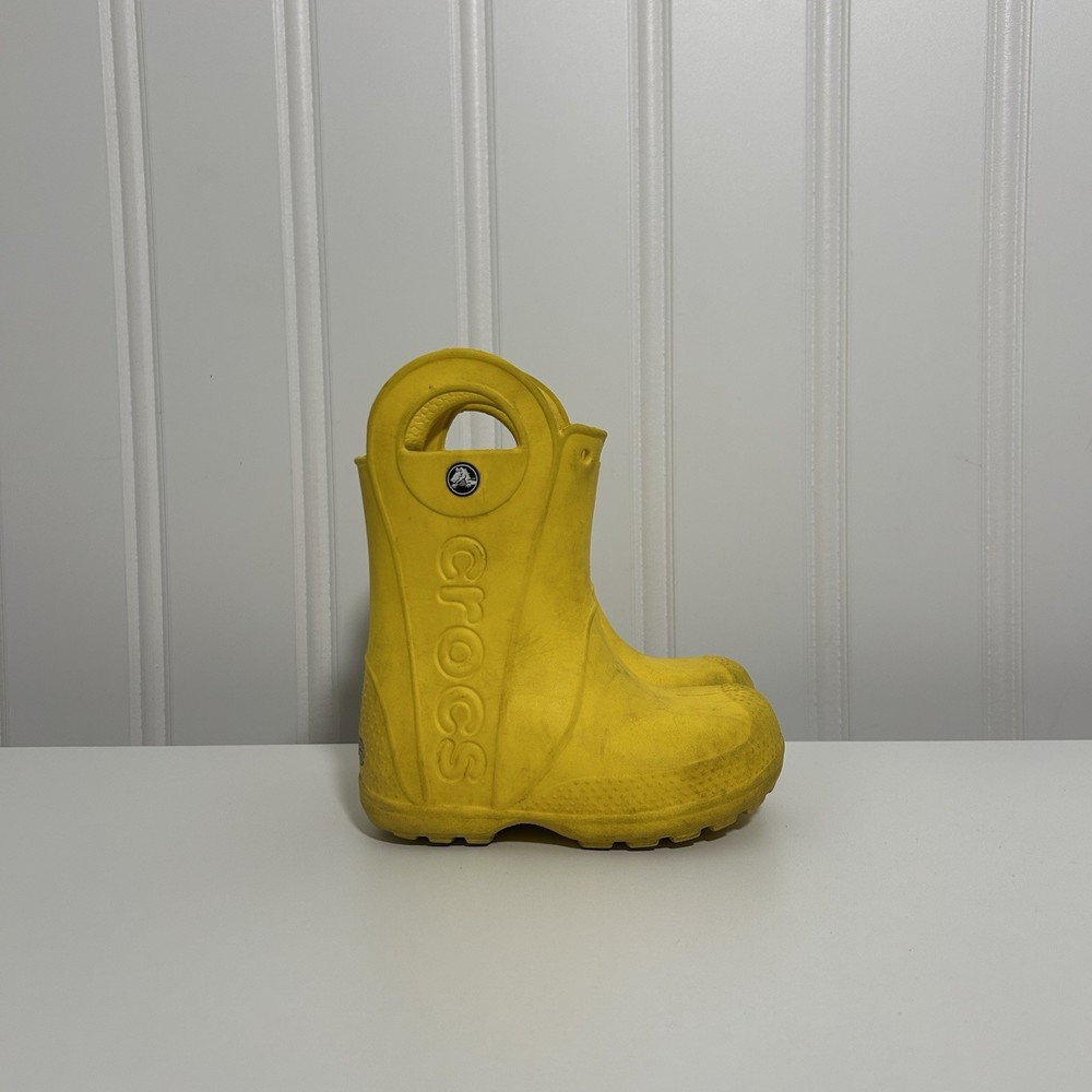 Crocs handle it Yellow Rain Boot Unisex Kids Pull On Waterproof toddler 8