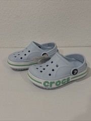 Crocs Bayaband Classic Clog Sky Blue With Green And White Unisex Size 8 Child