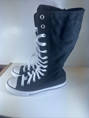 Converse Chuck Taylor All Star XX Size 2 Girls Black White Shoes Lace Up Zipper