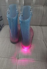 Member’s Mark Glitter Light Up Rain Boots Blue Pink US 7/8 EU 23.5/25