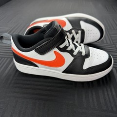 Nike Court Borough Low 2 Kids Size 2Y White Black Orange Sneakers BQ5451-115