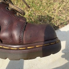 Dr Martens Boots Kid UK2/US3 Brown Leather Grunge Y2K 90s Chunky Made in England