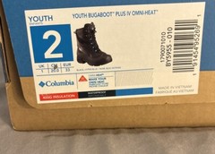 Columbia Youth Unisex Size 2 Bugaboot Plus IV Omni-Heat Boot Black Hyper Blue