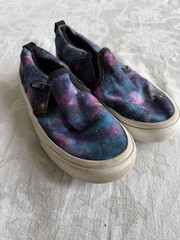 VANS Kids Asher Galaxy Canvas Slip-On Skate Shoes Size 1