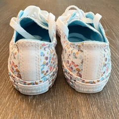 Converse Junior Size 2 All Star Low Top Confetti Sneakers White Cyan