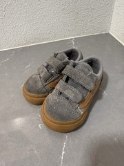 VANS Gray Canvas Hook & Loop Sneakers Unisex Kids Toddler US 4 Low Top Comfort