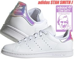 Adidas Originals Stan Smith J White Iridescent Kid’s Athletic Shoes FU6673