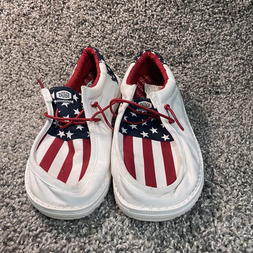 Hey Dude Youth 4 Wally Americana Popular Slip-On Sneaker Patriotic Flag USA