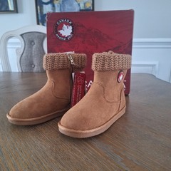 Canada Weather Gear Brown Suede Bootie Unisex Kids 13 Knit Cuff Zipper Water Re…