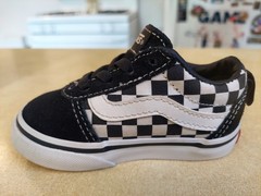 Vans Toddler Ward Checkered Slip On Canvas Skate Shoes Sz 4 Elastic Lace w/ Box