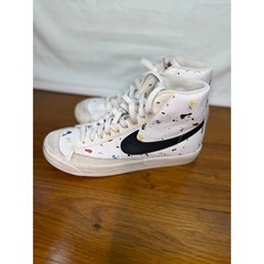 Nike Blazer Mid 77 Paint Splatter White Black Kids Sneakers DC7331-100 Size 6.5Y