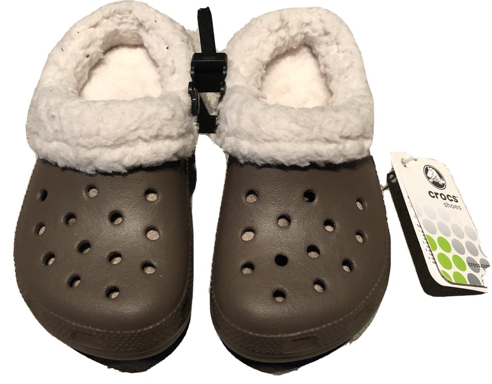 New crocs MAMMOTH Warm Clogs Shoes Chocolate/oat Kid’s C10-C11-winter Lining