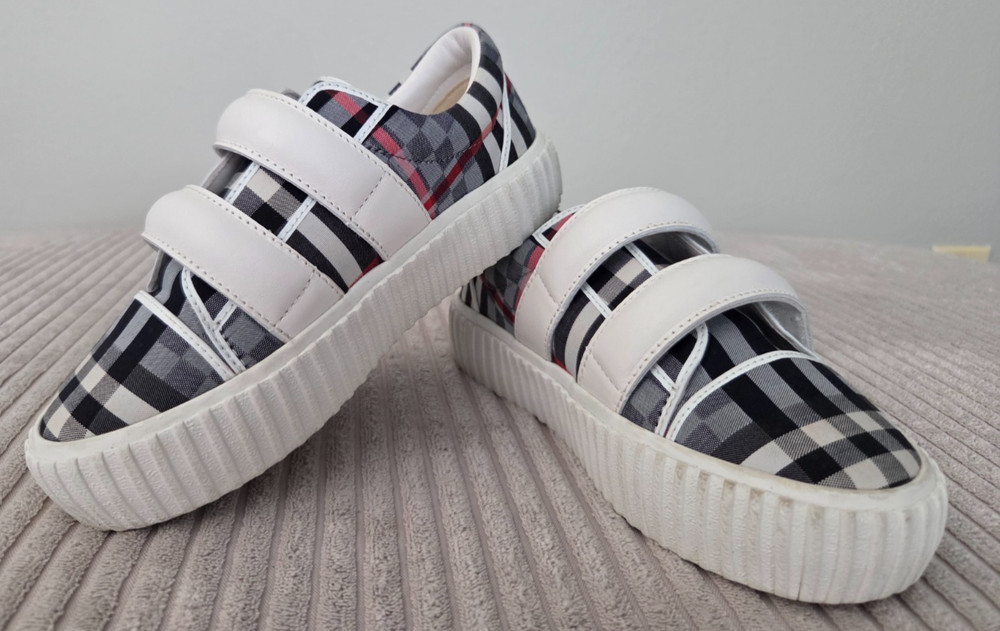Burberry Kids Mark Check Low-Top Gingham Check Pattern Sneakers Size 30 US 12.5