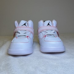 TD Nike Jordan Flight 45 High Kids White Pink Toddler CI5763-176 NEW Size 7c