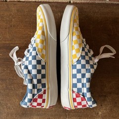 Vans Yellow/Blue/Red/White Checkerboard Pattern Lace Up Sneakers Youth Size 5